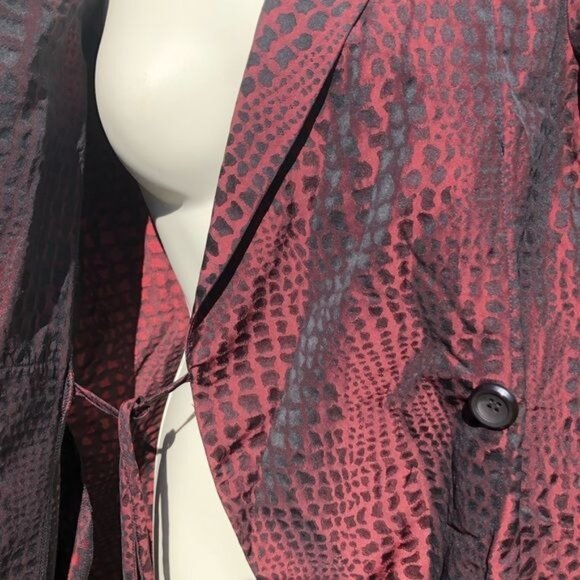 Sun Kim Small Jacket Red Black Cheetah Leopard Blazer Top Long Sleeve Metallic - Picture 5 of 7